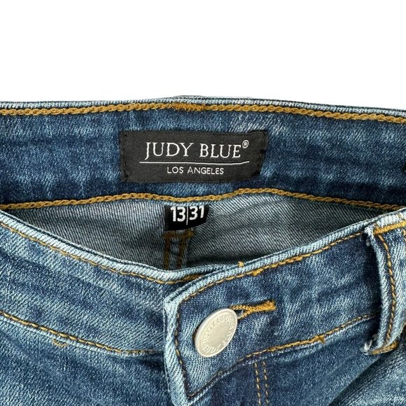 JUDY BLUE Medium Wash Denim Distressed Skinny Fit Jeans Size 13/31 - Picture 4 of 5
